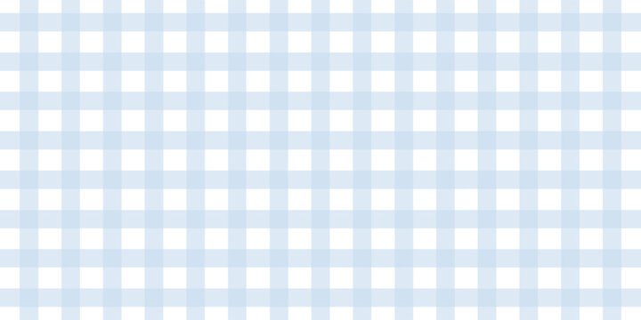 Seamless Light Blue Gingham Pattern Background. Classic Two-Tone Pastel Plaid Check Design for Fabric, Textile, Wallpaper, and Picnic Decor.
