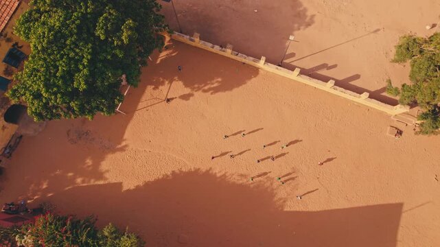 Aerial view of Gor&eacute;e Island, a UNESCO World Heritage site, is magical during the day with a magical sunset