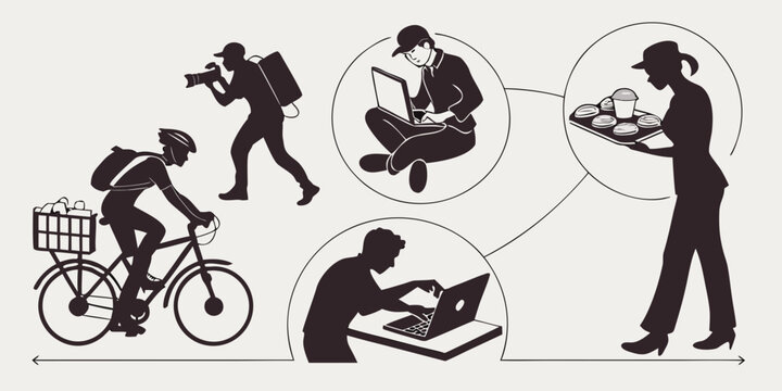 A person on a bike is chased by a dog while another person tries to catch the dog with a leash Vector