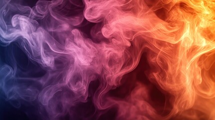 Obraz premium Colorful smoke swirls on black background