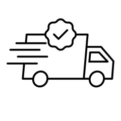 verified delivery truck line icon with editable stroke