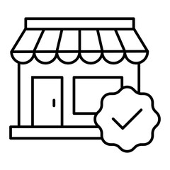 verified store line icon with editable stroke