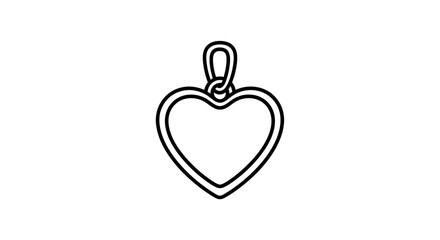 Obraz premium Simple black line drawing of a heart shaped pendant on white background.