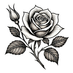 black and white rose