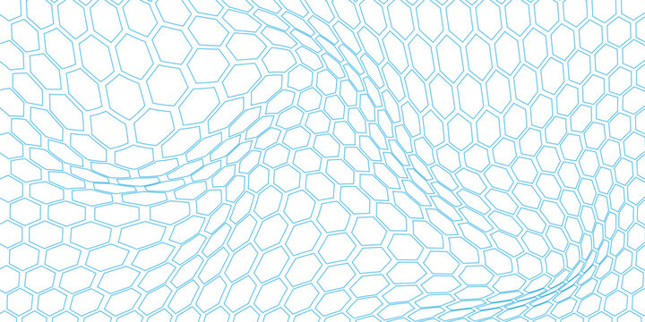 Seamless pattern with outlined hexagonal grid. Honeycomb mesh background. Abstract background with geometric grid. White hexagonal grid  vector illustration.