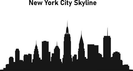 Obraz premium Vintage New York City Skyline Silhouette Vector on Transparent Background.
