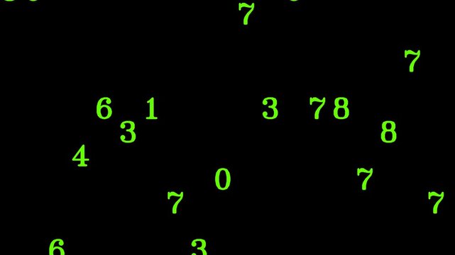Matrix Digital Rain Background Green Glowing Floating Numbers.