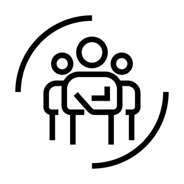 Icono de equipo profesional. Liderazgo corporativo, trabajo colaborativo, grupo ejecutivo, uni&oacute;n organizacional, talento empresarial. Ilustraci&oacute;n vectorial lineal