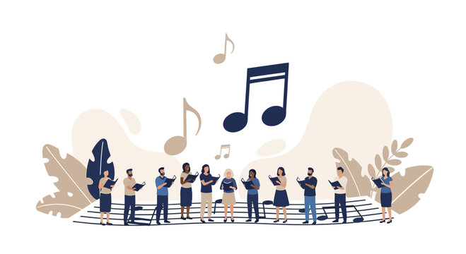 Group of People Singing in Choir.
