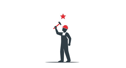 Fototapeta premium Man in suit holding hammer up.