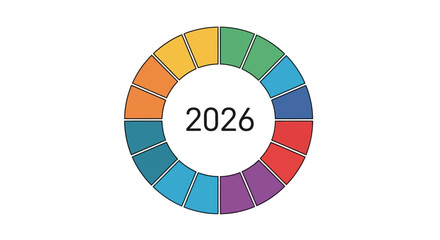 Obraz premium Multicolor pie chart with 2026.