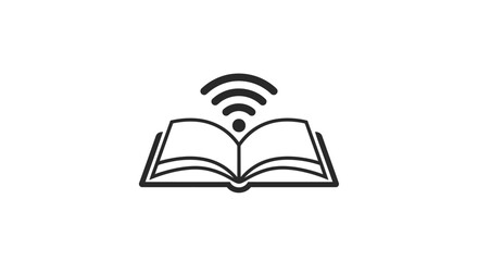 Open Book with Wireless Signal Icon.