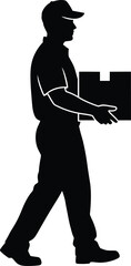 Delivery man carrying box silhouette