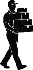 Delivery man carrying boxes