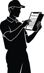 Man holding clipboard and pencil