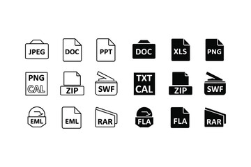 Collection of various file format icons displayed in a grid layout