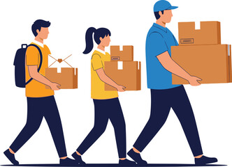 Delivery people carrying boxes