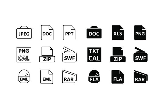 Collection of various file format icons displayed in a grid layout