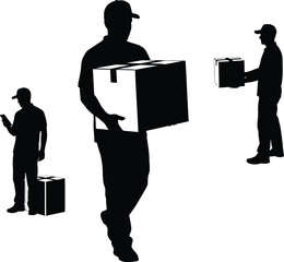 Delivery workers icon set