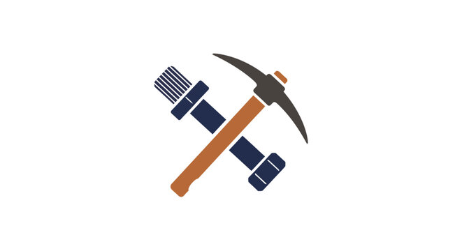 Pickaxe and brush mining tools crossed.