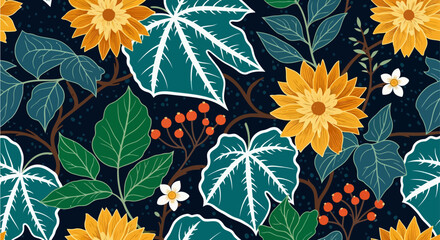 floral Indonesian Batik motive seamless pattern with flowers © Koko