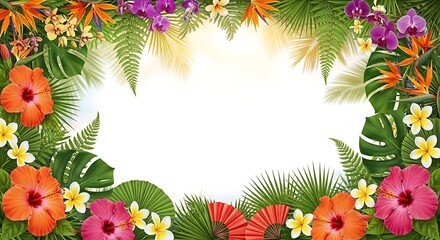 Obraz premium A vibrant and colorful floral arrangement with a blank center, perfect for personalization.