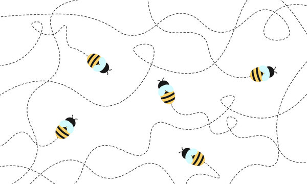 flying bees pattern cute clipart background illustration