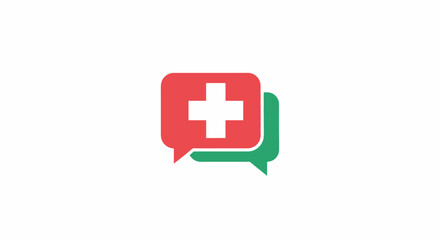 Obraz premium Red Speech Bubble with White Cross.