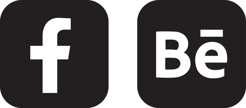 facebook logotype behance , behance logo, facebook icon editorial.eps10, png