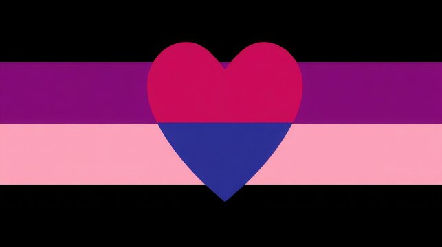 Bi pride flag with a heart symbolizing love and acceptance