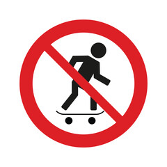no skateboarding prohibition sign vector icon