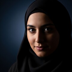 Naklejka premium Smiling Young Woman Wearing Black Hijab