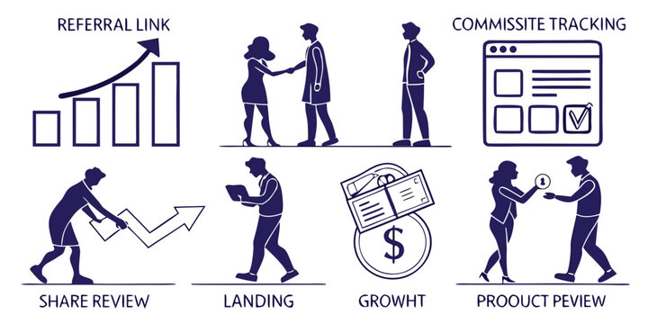 Illustration of a business process from idea to implementation and analysis Vector