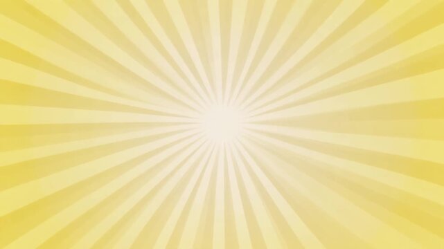 Bright yellow sunburst background with vintage radial rays emanating from the center.