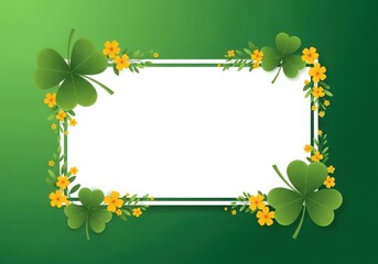 Fototapeta premium St patricks day frame with shamrocks and flowers