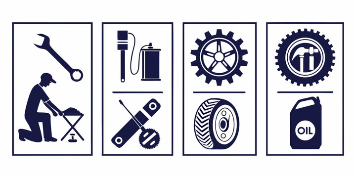 Various tools and equipment icons representing different industries and trades Vector
