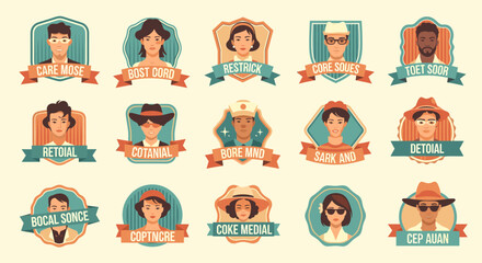 A retro-style graphic featuring a man's portrait framed within ribbons. Perfect for branding, design projects, or adding a nostalgic touch to marketin