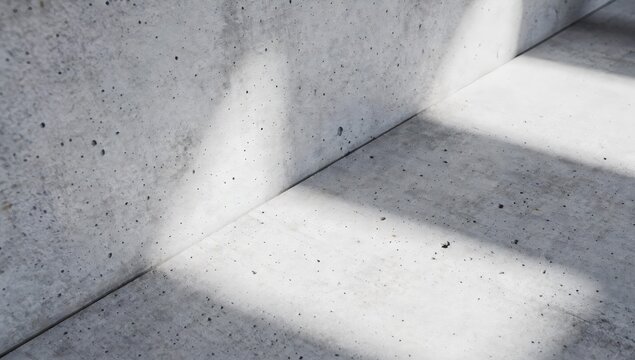 Minimal concrete floor and wall with sun patch &mdash; background for real estate