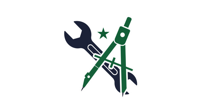 Tools Icon Wrench Pencil Compass.