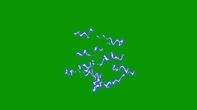 Shiny energy blasts, Lightning Thunderbolt Strike Animation, Comic Style Energy Explosion, glowing bolt energy motion, glowing flash FX energy burst loop, blue energy dissolve effect green background