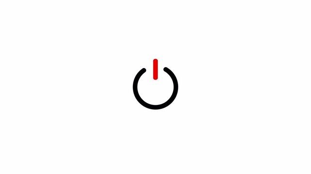 abstract power button icon animation. start turn on off button animation. switch power reset button symbol in transparent background in 4k animation with alpha channel