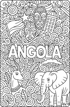 Angola hand drawn vector illustration doodle art line art coloring page for kids