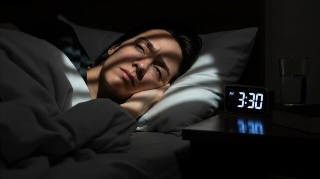 Adult person battling severe insomnia, persistent wakefulness, and intense restlessness, enduring profound sleep disturbance, nighttime distress, chronic exhaustion, and deep fatigue