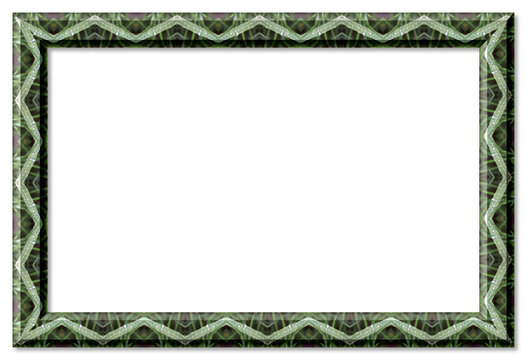 Green ornate zigzag frame with transparent background