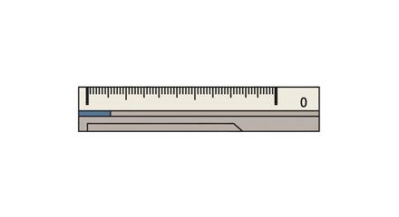 A sleek, minimalist vector illustration depicting a horizontal measuring ruler or scale with clear incremental markings and a prominent zero point, ideal for technical, design, or educational contexts