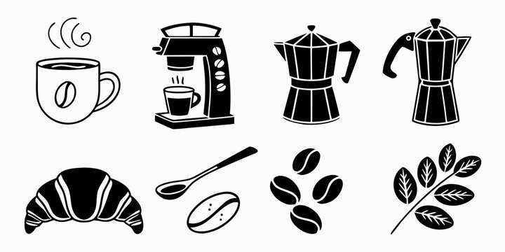 A delightful assortment of coffee brewing equipment and pastries on a table Vector