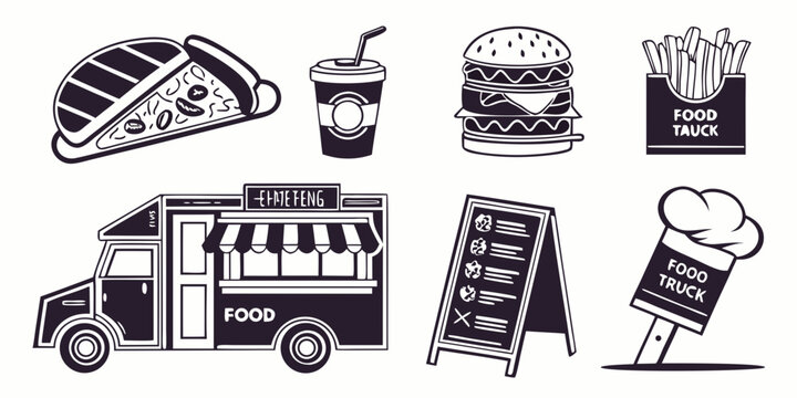 A variety of vehicles and transportation modes illustrated in a simple line art style Vector