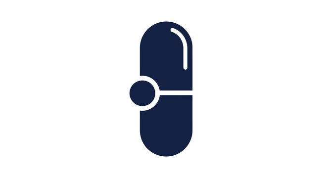 Dark Blue Pill Capsule Medication Icon.