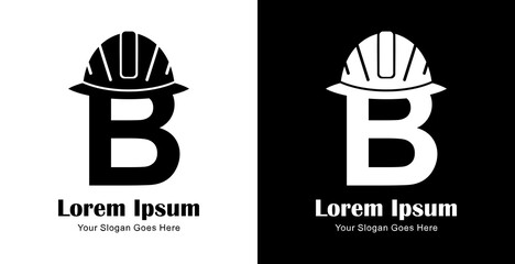 The design of the letter B logo is combined with a project helmet © Yohanes