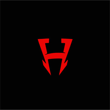 Logo maskot naga merah agresif dengan monogram huruf H tebal, lambang game esport modern dalam gaya vektor datar, sempurna untuk branding tim kompetitif, identitas klan, dan desain logo olahraga yang 